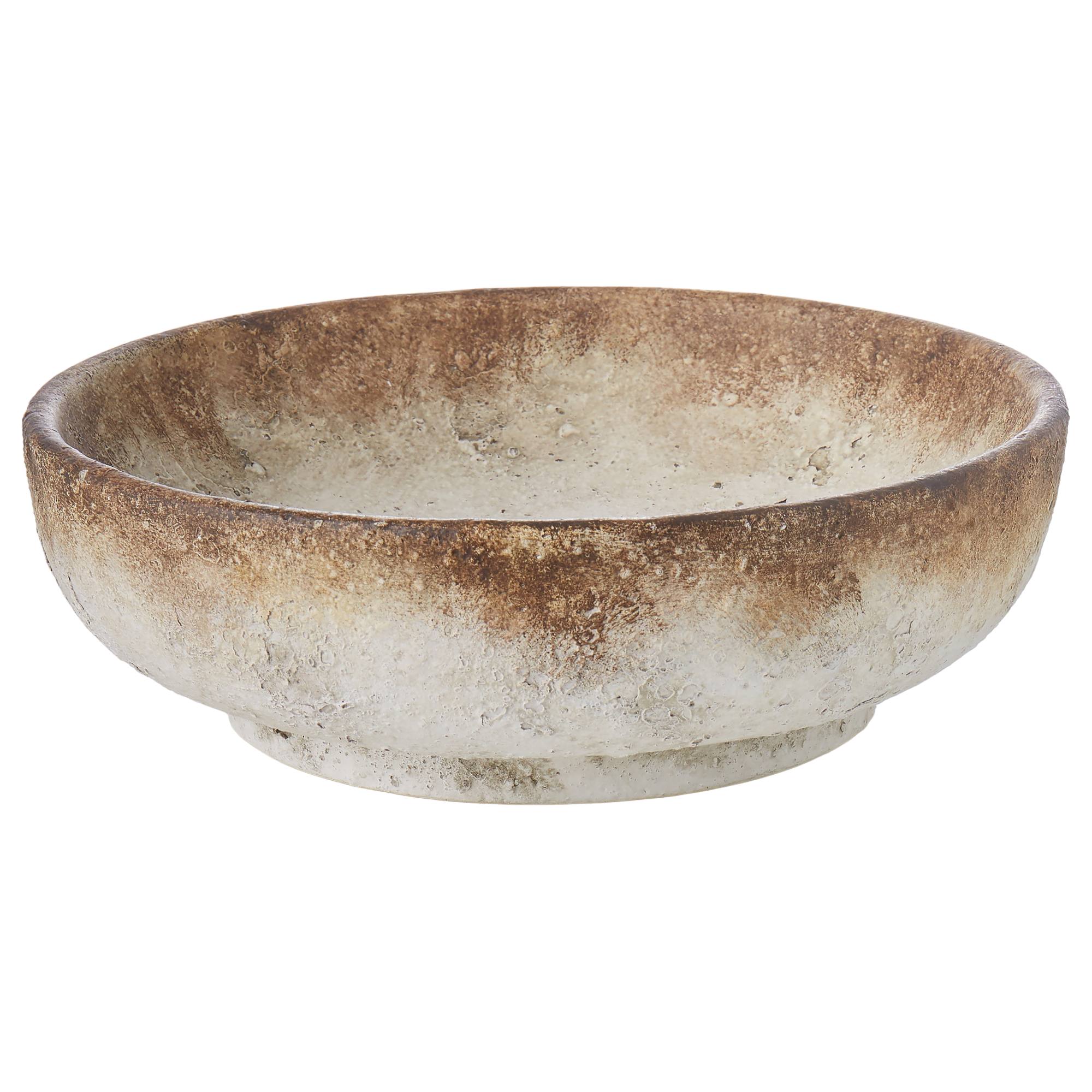 Amafi 28.5x28.5x9cm Distressed Two Toned Ceramic Bowl, White and Brown
