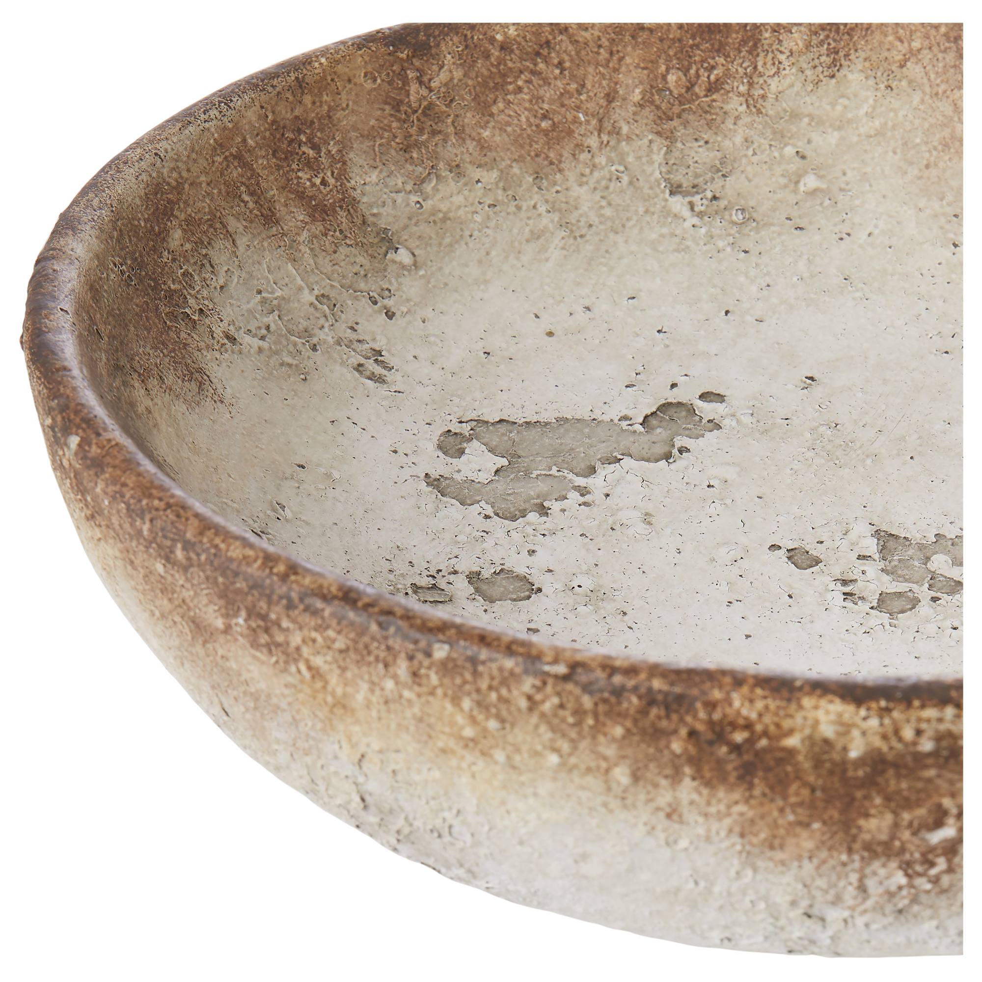 Amafi 28.5x28.5x9cm Distressed Two Toned Ceramic Bowl, White and Brown