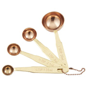 Academy 4pc Copper Plater Measuring Spoons with Brass Handles, Brass and Copper
