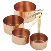 Academy 4pc Copper Plated Measuring Cups with Brass Handles, Brass and Copper
