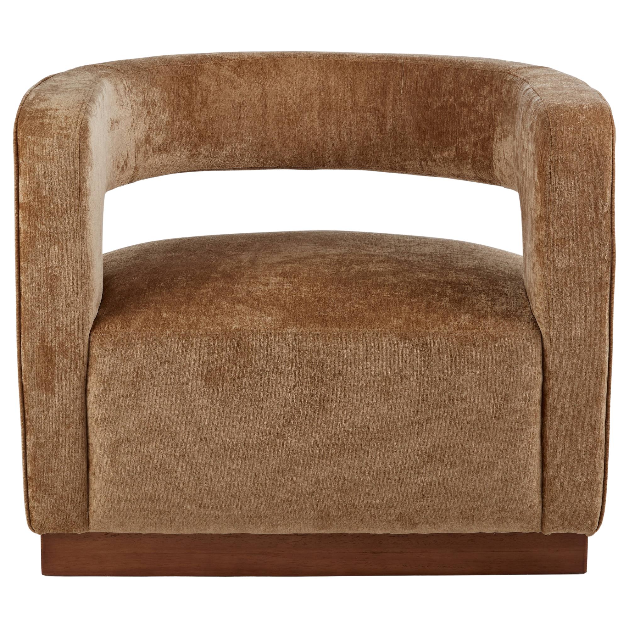 Grand Designs Gold Aged Velvet Armchair, Walnut