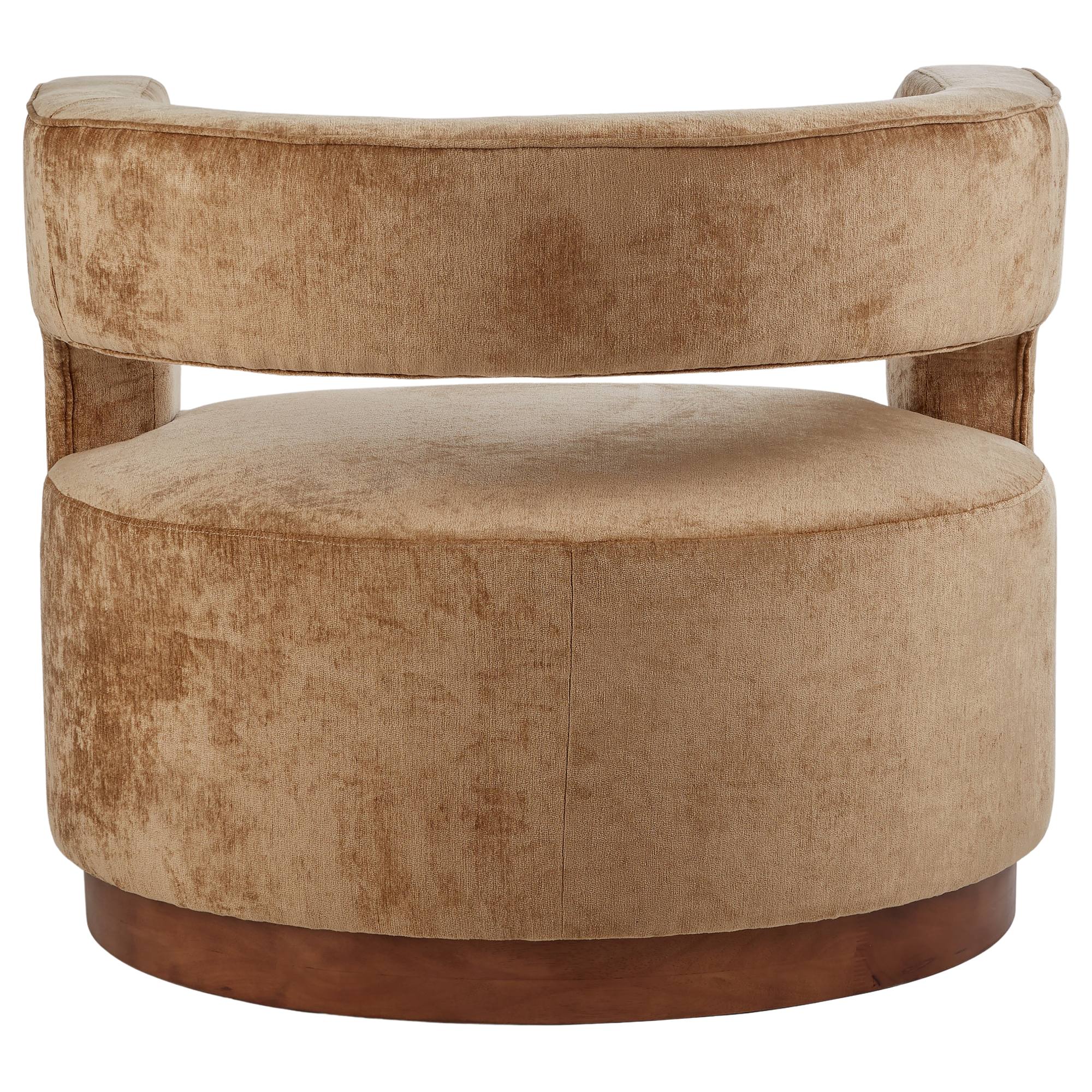 Grand Designs Gold Aged Velvet Armchair, Walnut