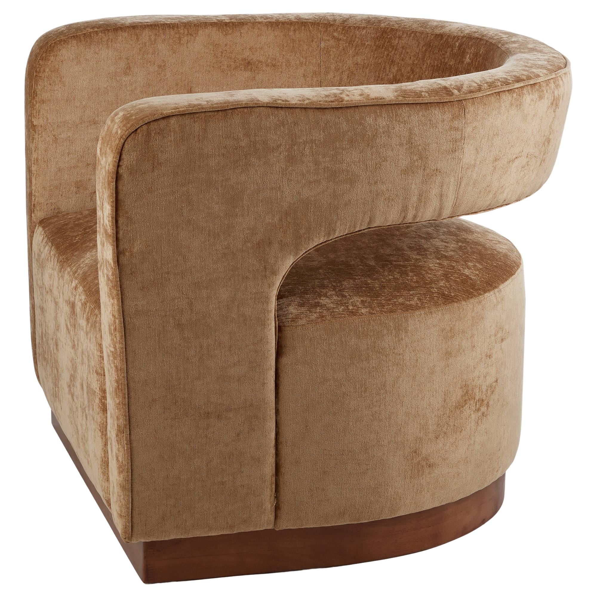 Grand Designs Gold Aged Velvet Armchair, Walnut