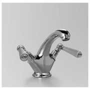 Olde English Basin Mixer 125mm Fixed Spout, Chrome & Crackle Porcelain Lever