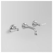 Olde English Wall Set 160mm Spout, Chrome & Crackle Porcelain Lever