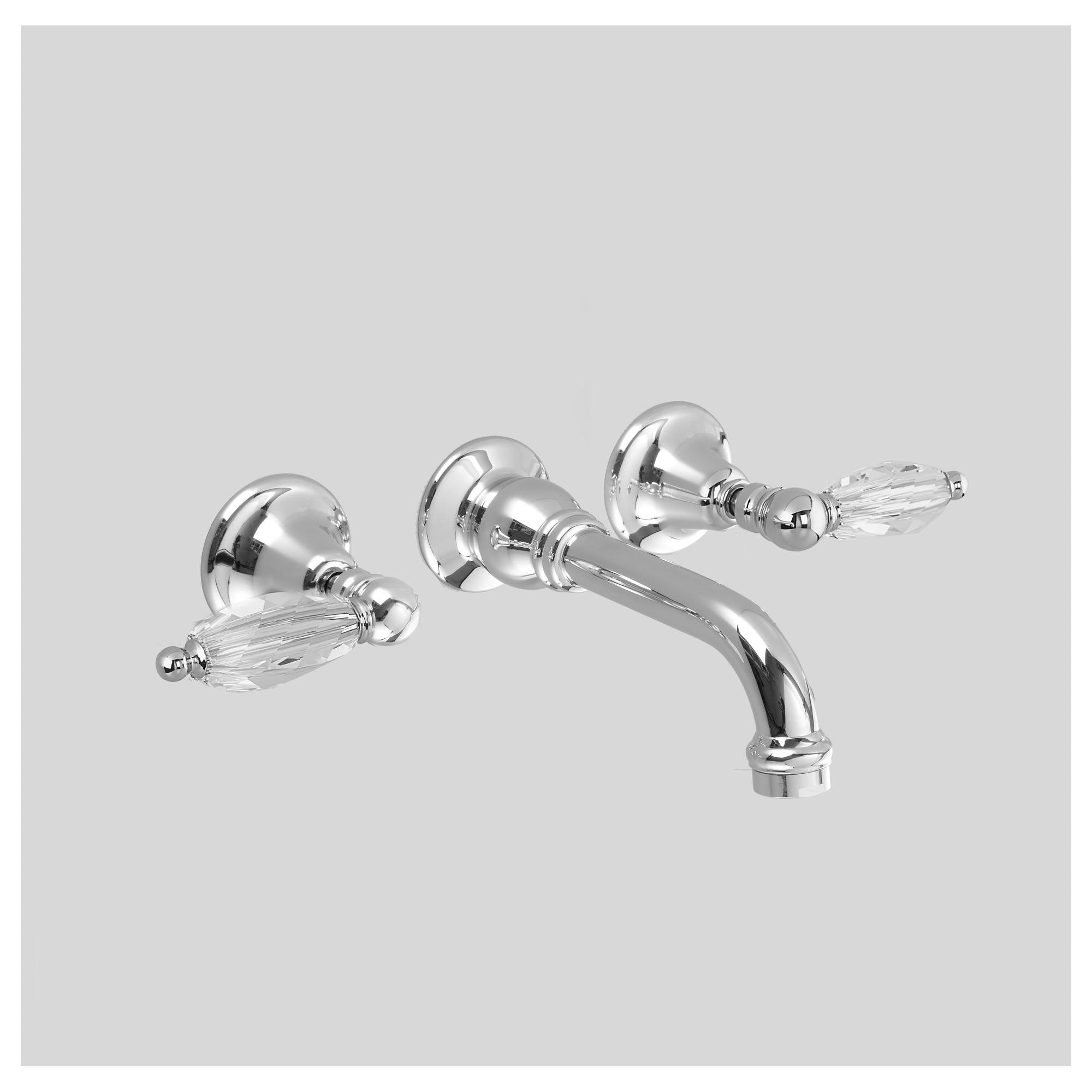 Olde English Wall Set 160mm Spout, Chrome & Crystal Lever