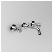 Olde English Wall Set 210mm Spout, Chrome & Crystal Cross Handle