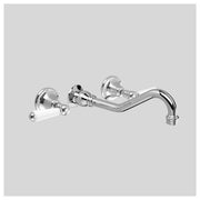 Olde English Wall Set 255mm Spout, Chrome & White Porcelain Lever