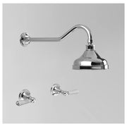 Olde English Shower Set 150mm Rose, Chrome & Crackle Porcelain Lever