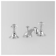 Edwardian Basin Set 124mm Fixed Spout, Chrome & Crystal Cross Handle