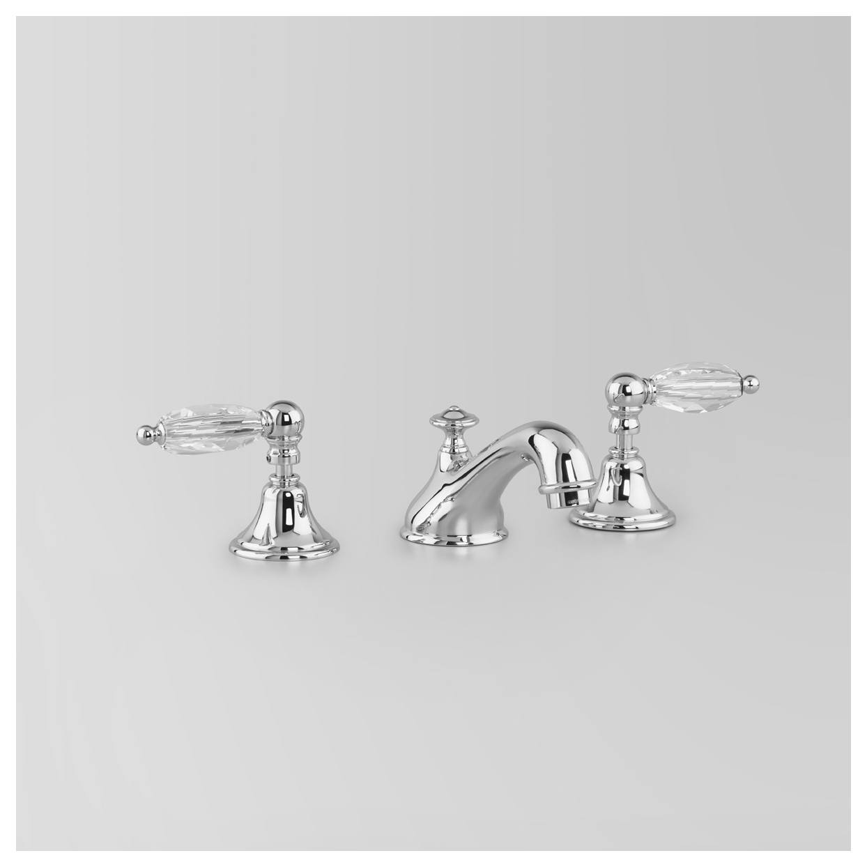 Edwardian Basin Set 124mm Fixed Spout, Chrome & Crystal Lever