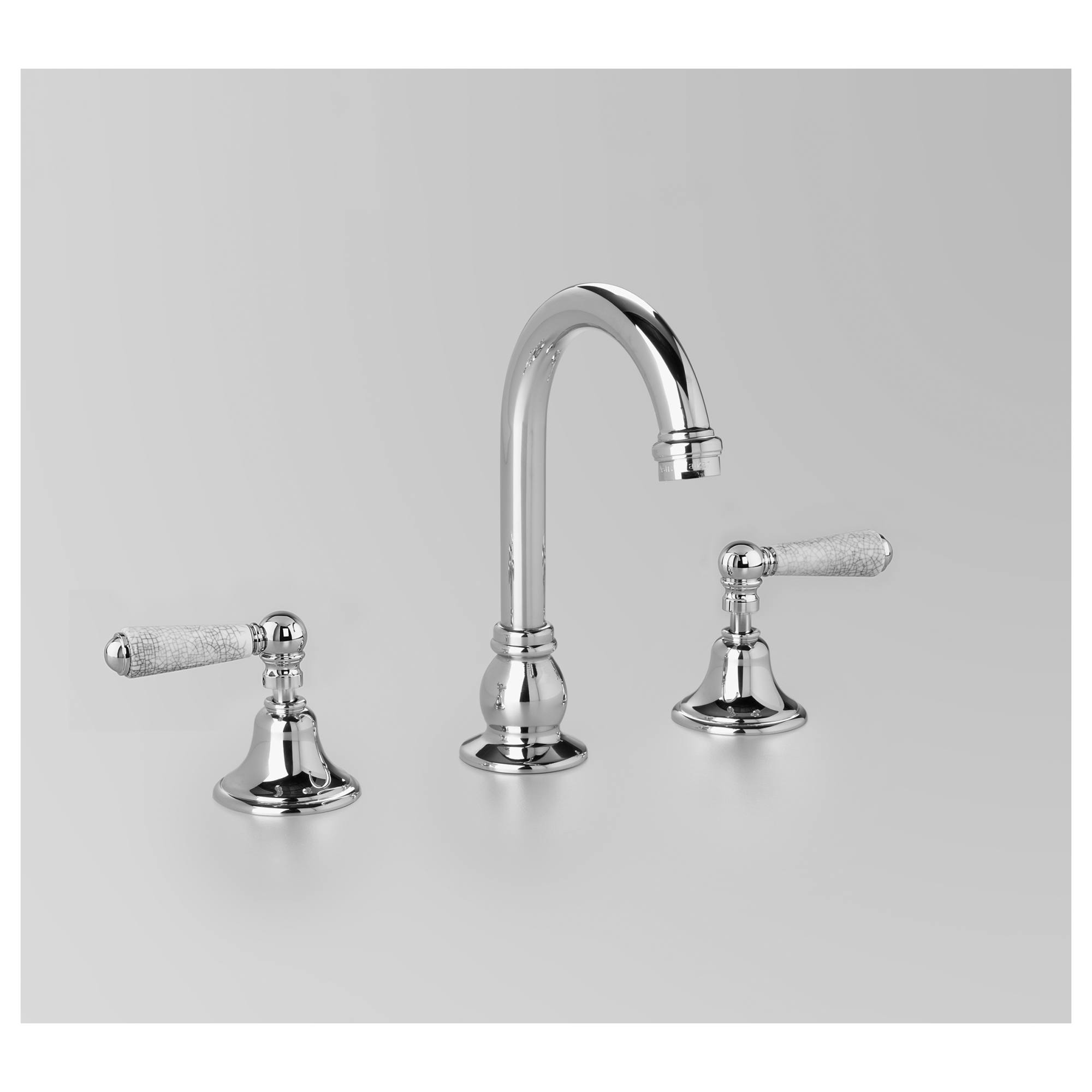 Edwardian Basin Set 115mm Swivel Spout, Chrome & Crackle Porcelain Lever