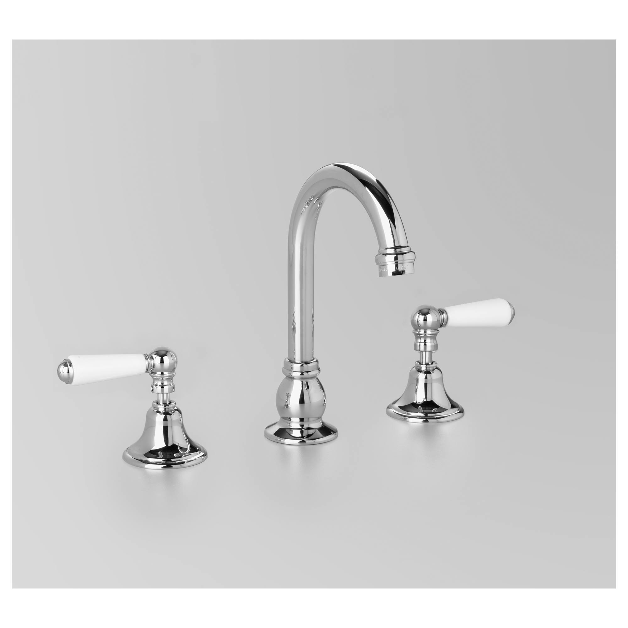 Edwardian Basin Set 115mm Swivel Spout, Chrome & White Porcelain Lever