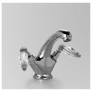 Edwardian Basin Mixer 125mm Fixed Spout, Chrome & Crystal Lever