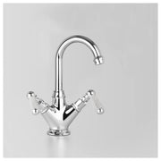 Edwardian Basin Mixer 115mm Swivel Spout, Chrome & Crackle Porcelain Lever