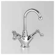 Edwardian Basin Mixer 115mm Swivel Spout, Chrome & Metal Lever