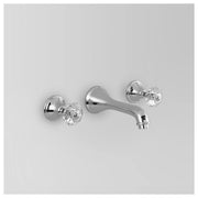 Edwardian Wall Set 178mm Fixed Spout, Chrome & Crystal Cross Handle