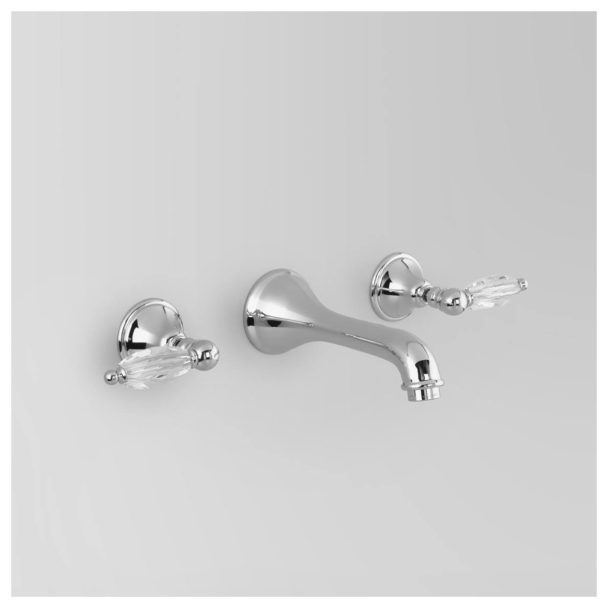 Edwardian Wall Set 178mm Fixed Spout, Chrome & Crystal Lever