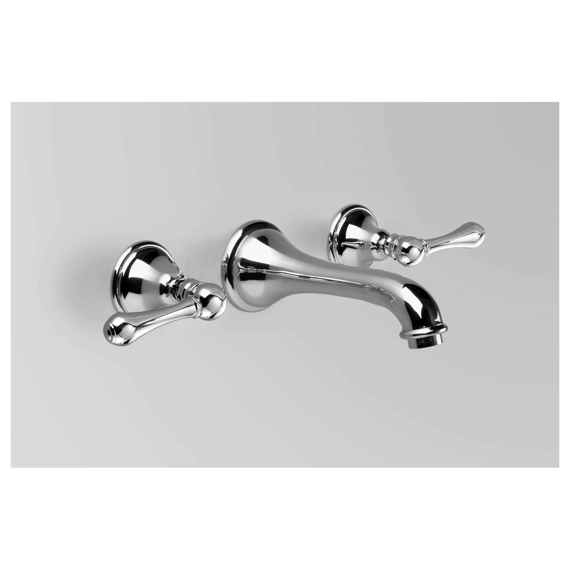 Edwardian Wall Set 178mm Fixed Spout, Chrome & Metal Lever