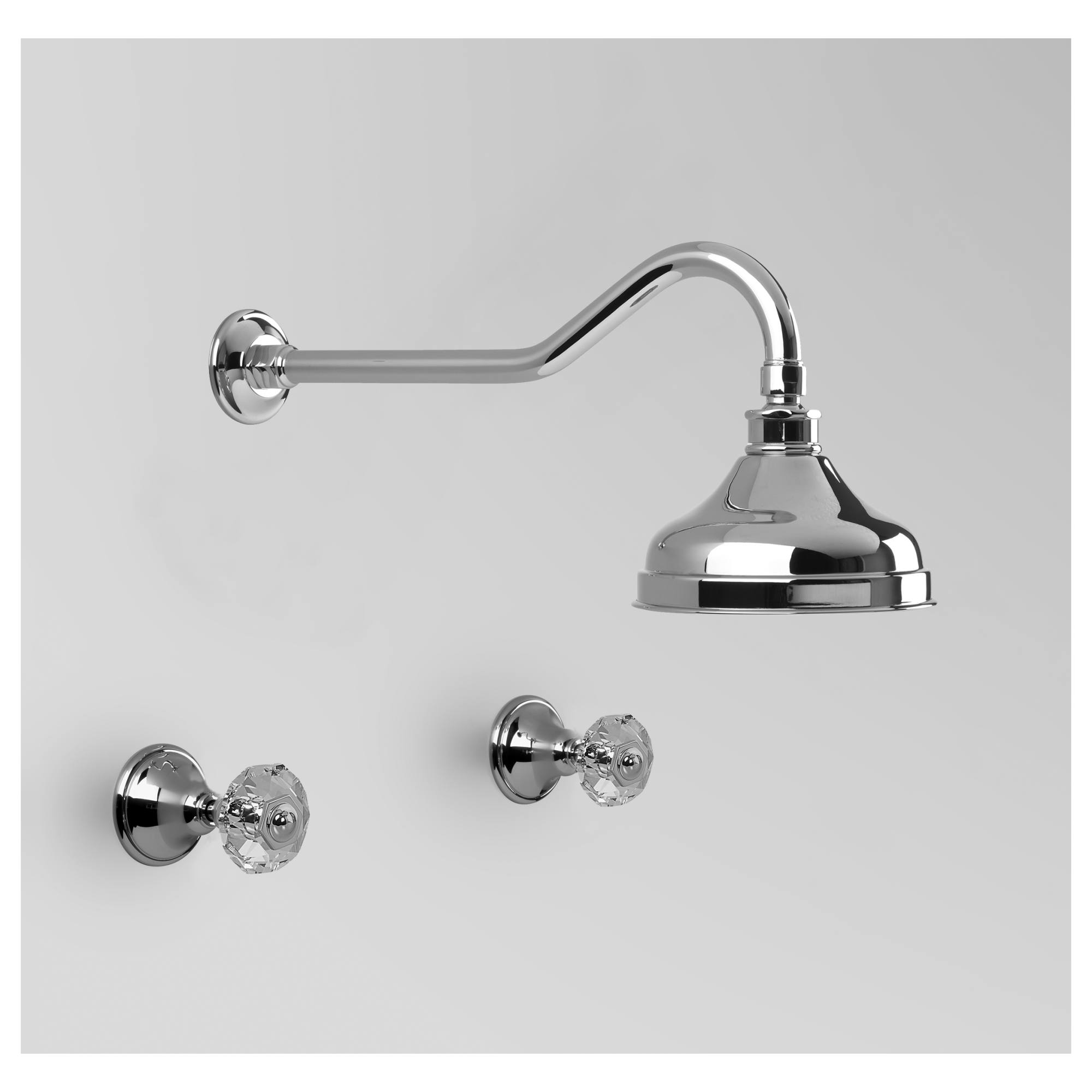 Edwardian Shower Set 150mm Rose, Chrome & Crystal Cross Handle