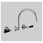 Edwardian Wall Set 260mm Swivel Spout, Chrome & Black Porcelain Lever