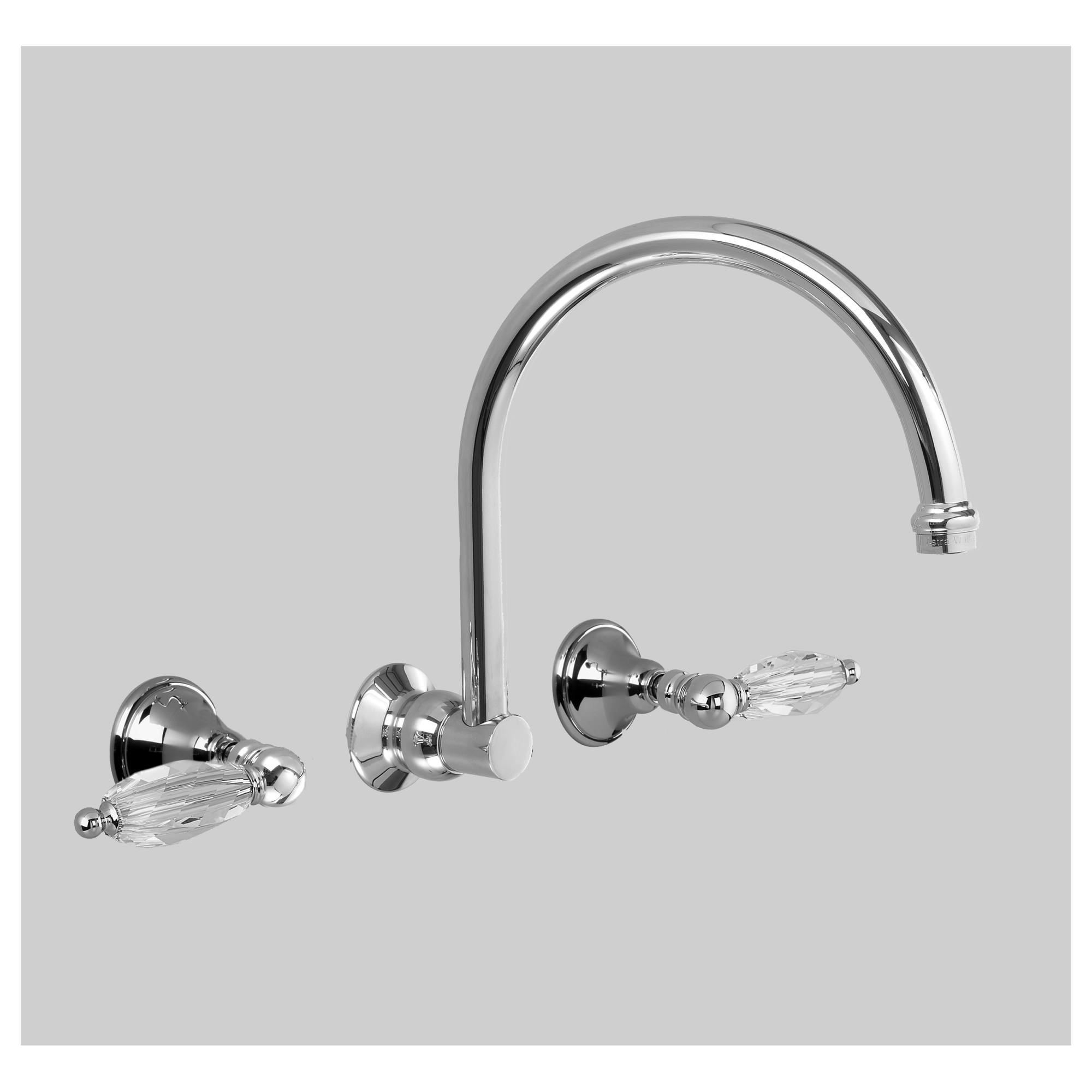 Edwardian Wall Set 260mm Swivel Spout, Chrome & Crystal Lever
