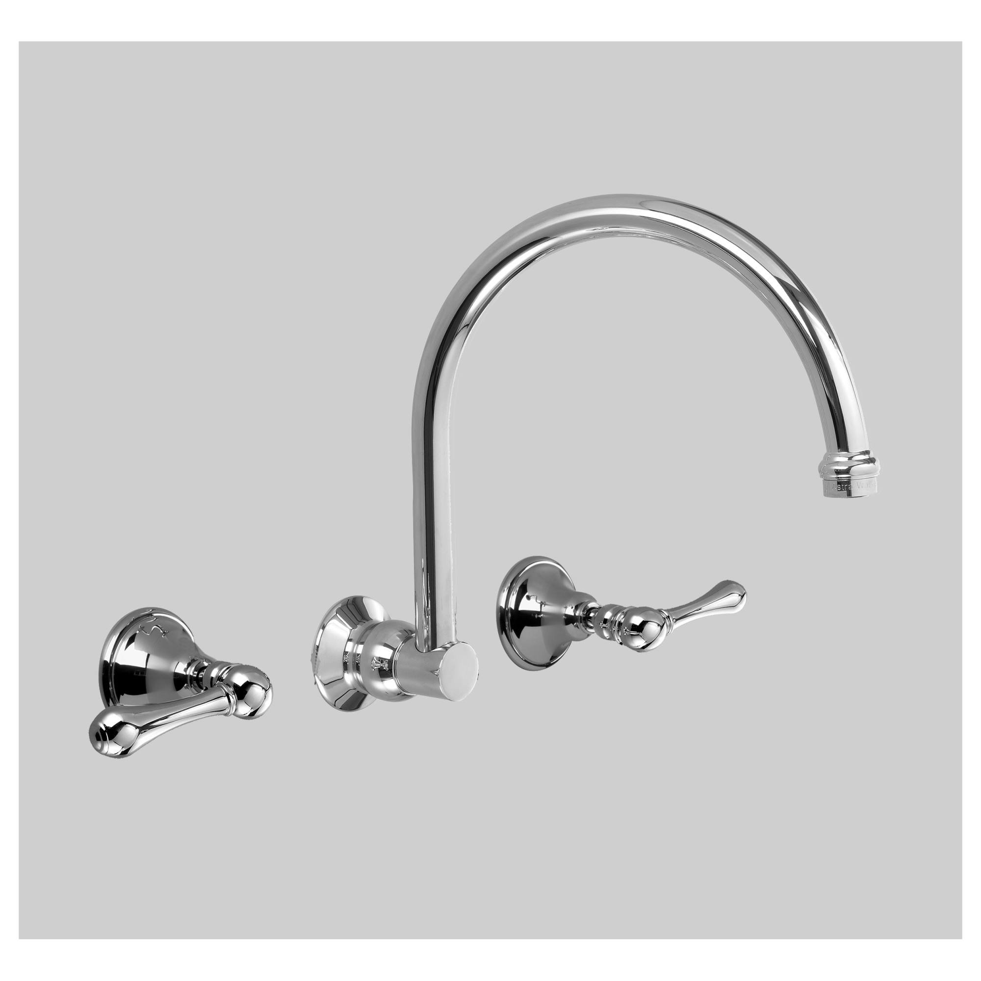 Edwardian Wall Set 260mm Swivel Spout, Chrome & Metal Lever
