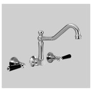 Edwardian Wall Set 260mm Swivel Spout (Alt), Chrome & Black Porcelain Lever