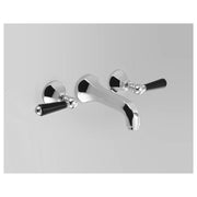 Classic Wall Set 170mm Fixed Spout, Chrome & Black Porcelain Lever
