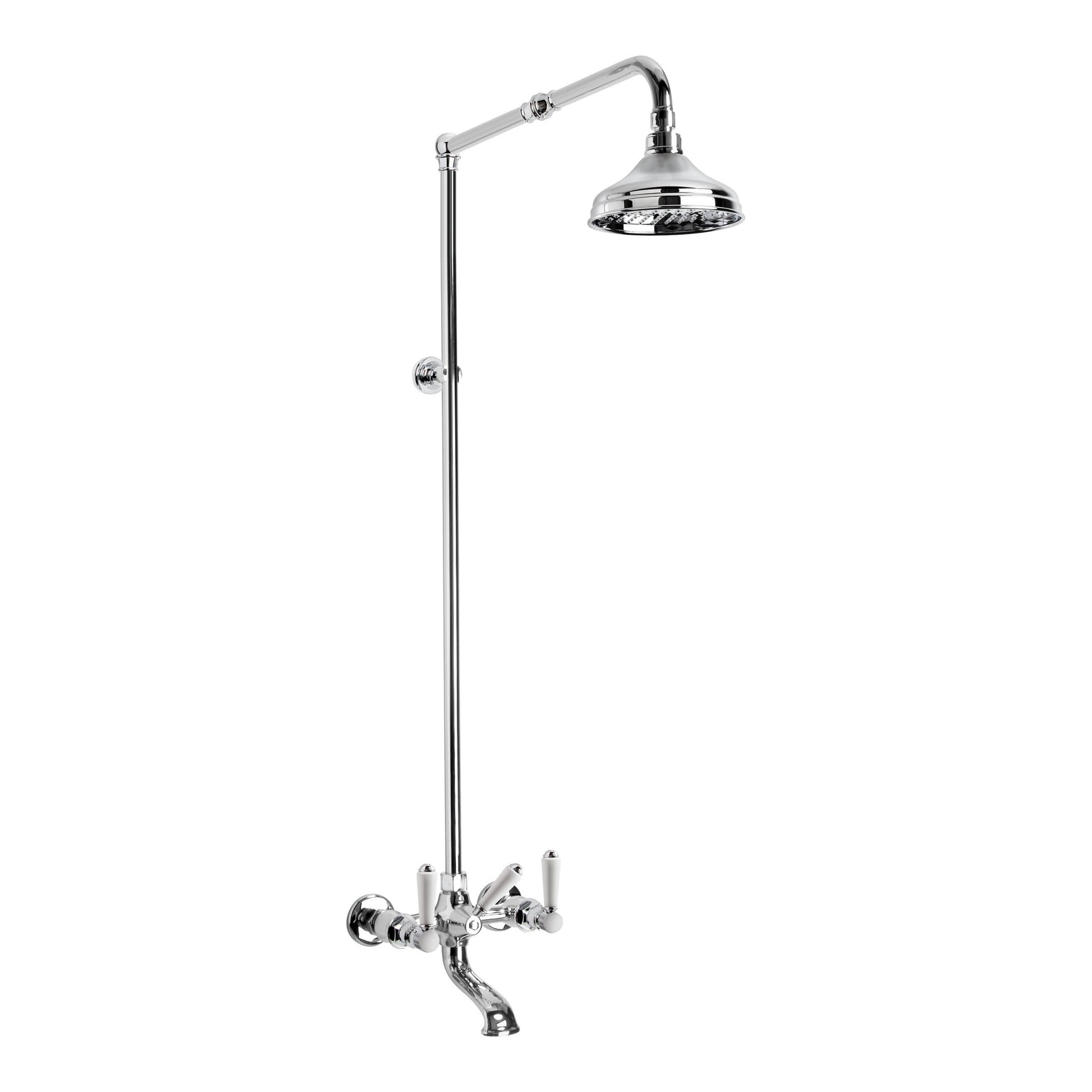 Winslow Shower Set w White Porcelain Levers and Diverter, Durobrite Chrome