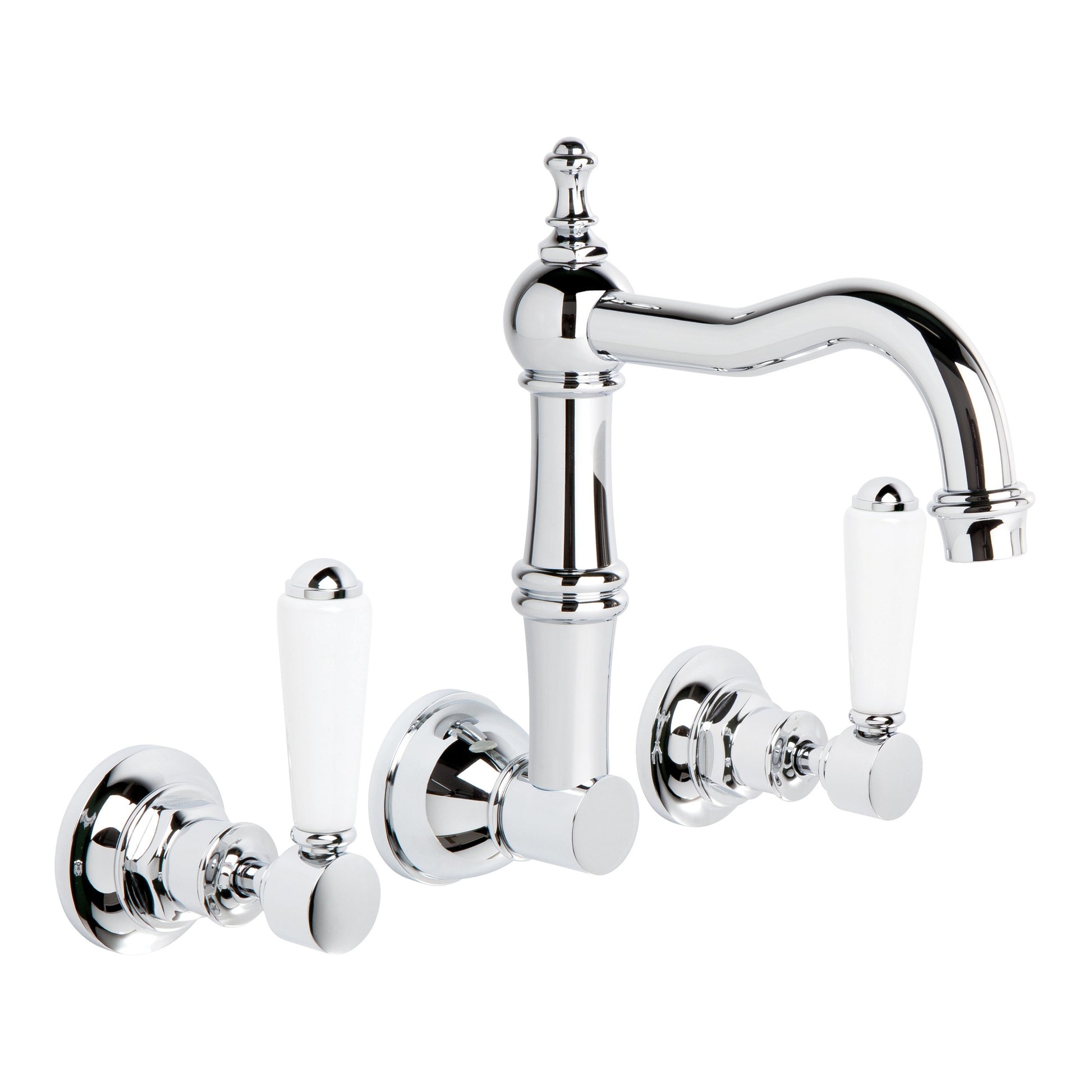 Winslow Wall Set w White Porcelain Levers, Durobrite Chrome