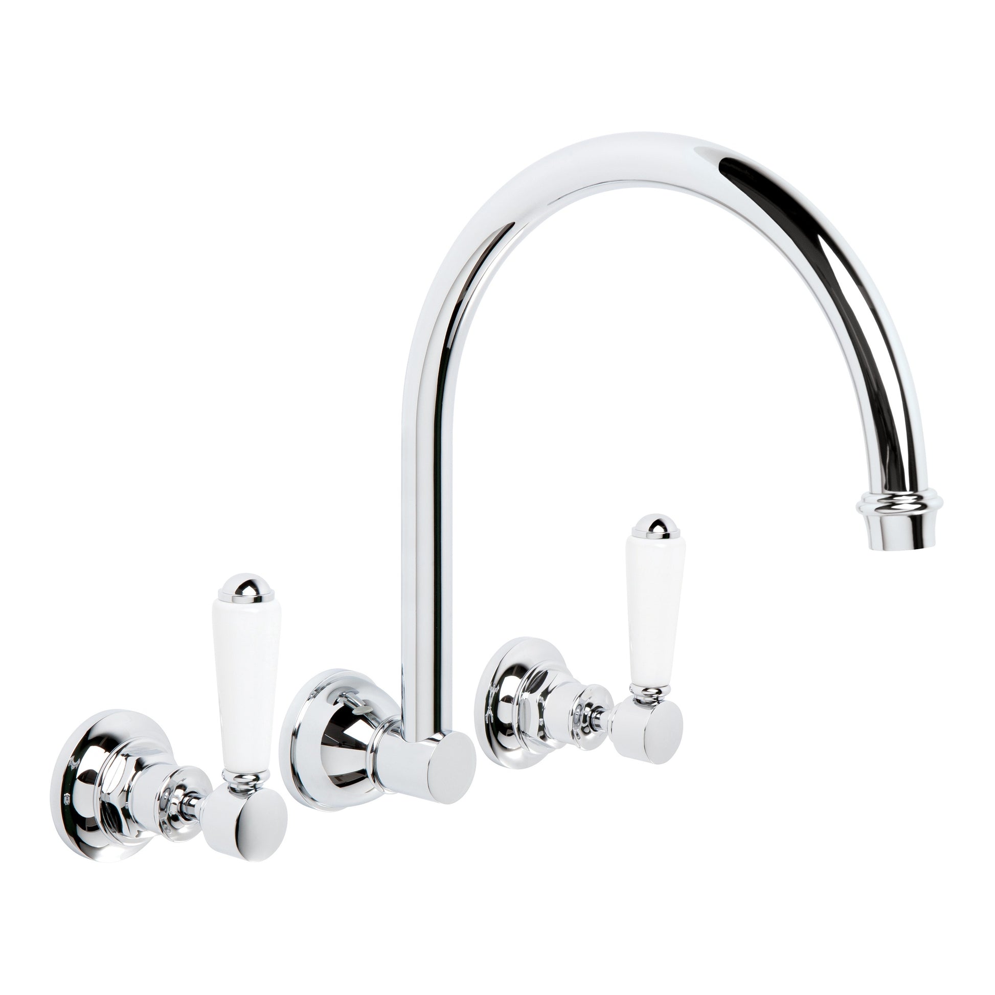 Winslow Wall Set w White Porcelain Levers, Durobrite Chrome