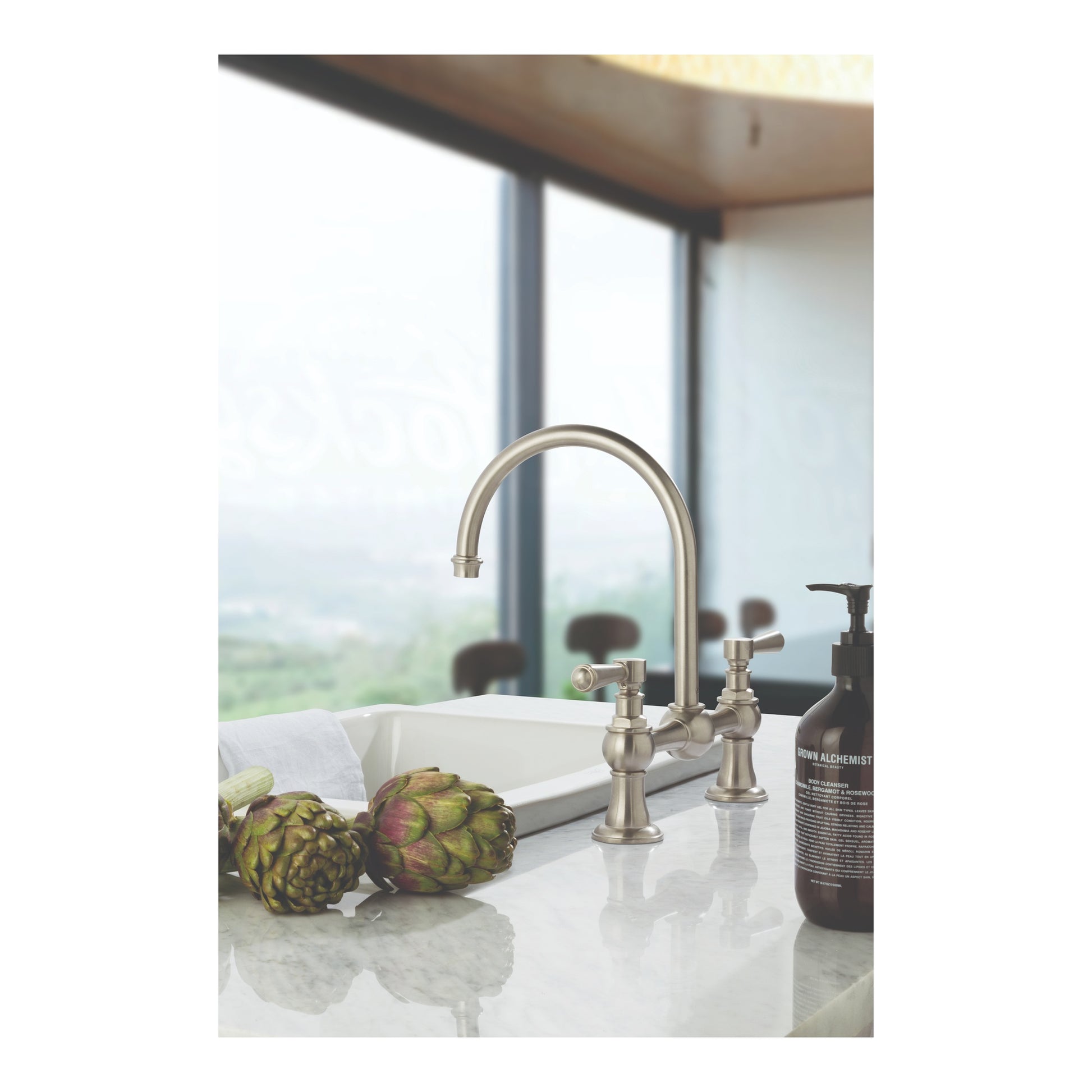 Winslow Kitchen Mixer w Metal Levers, Brushed Nickel PVD
