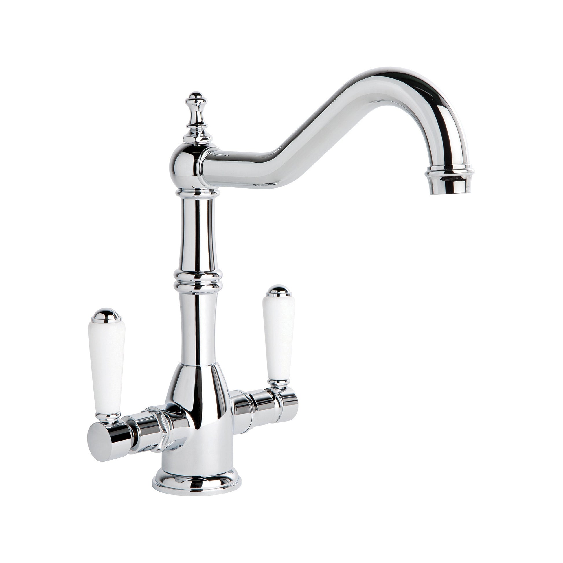 Winslow Kitchen Mixer w White Porcelain Levers, Durobrite Chrome