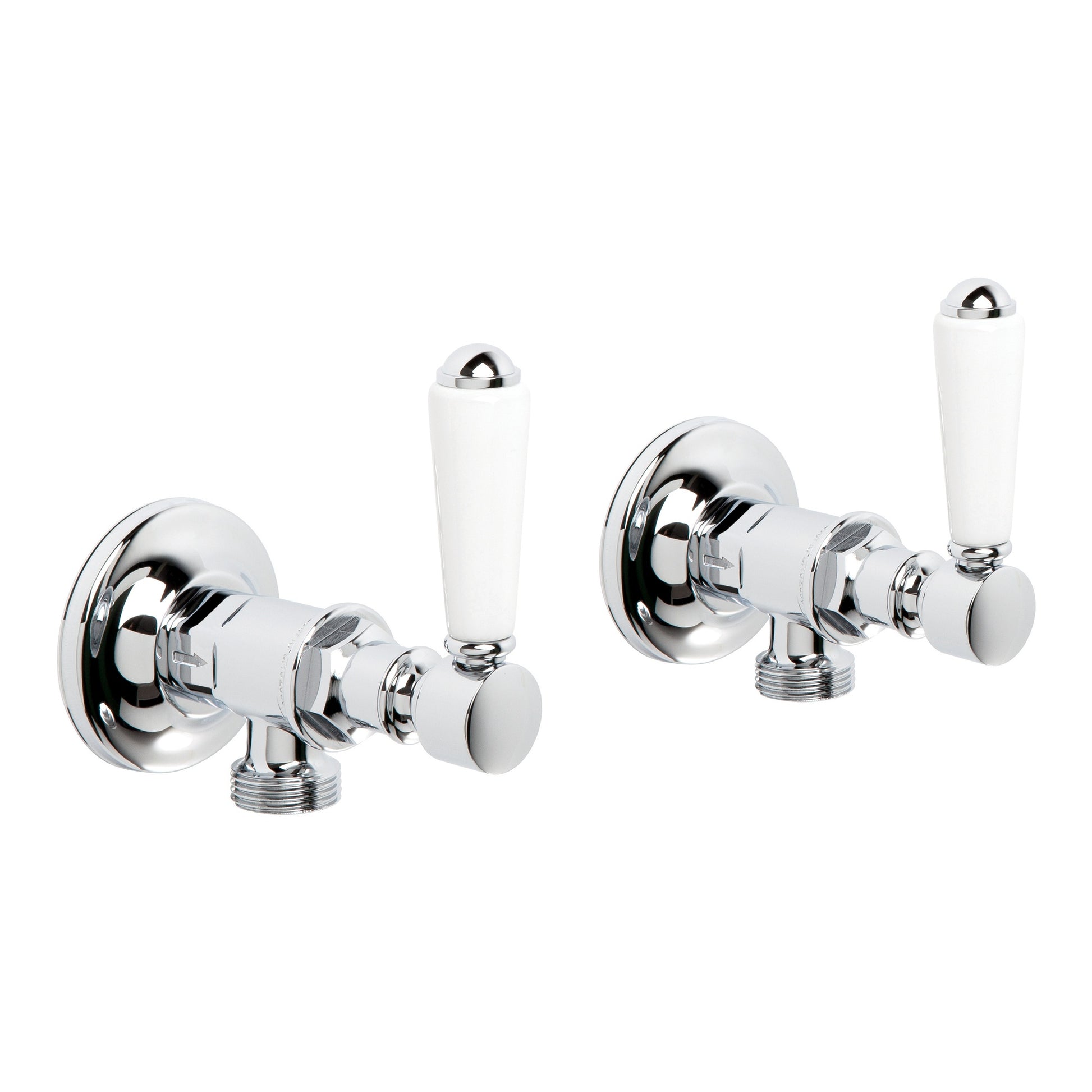 Winslow Washing Machine Taps w White Porcelain Levers, Durobrite Chrome