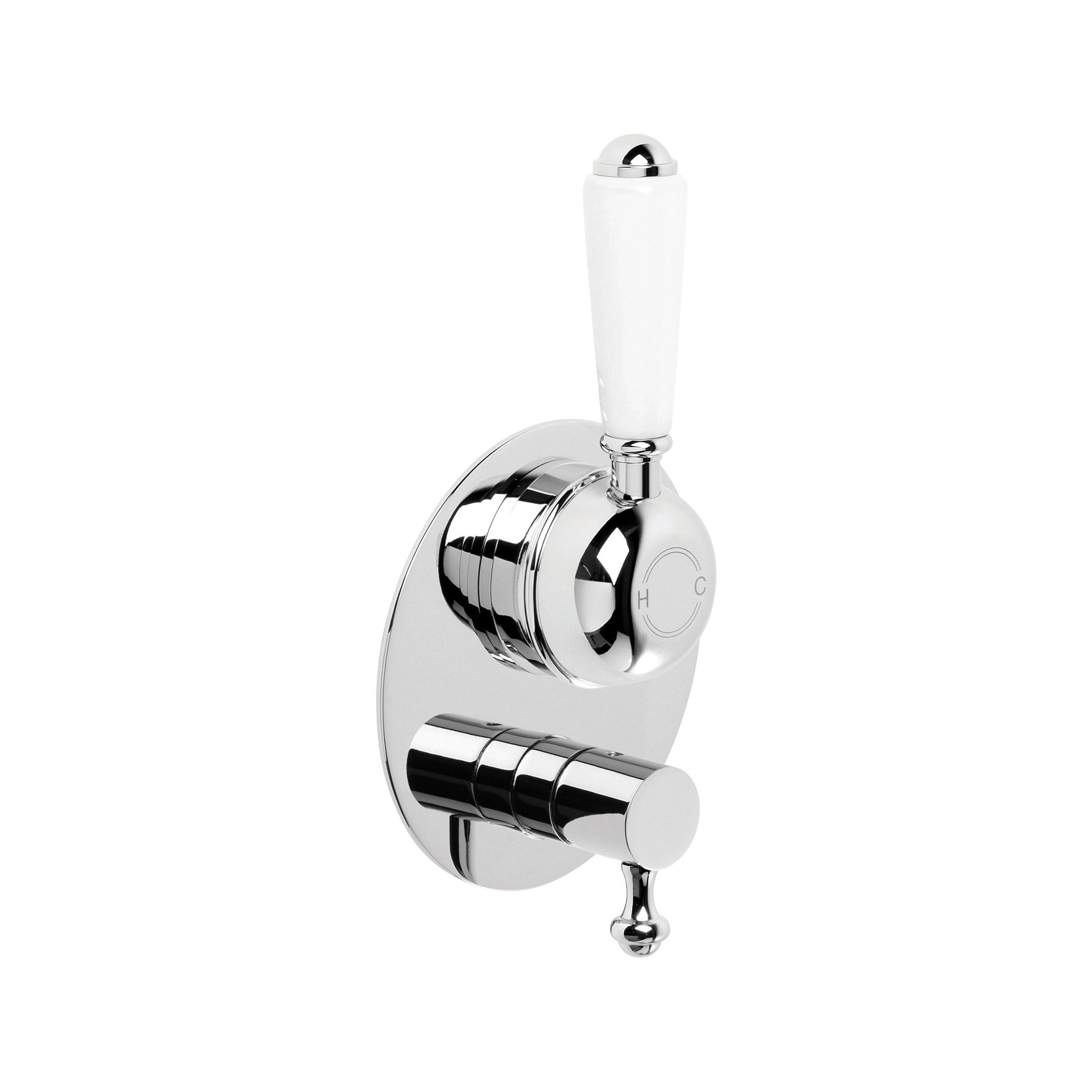 Winslow Mixer Diverter w White Porcelain Lever, Durobrite Chrome
