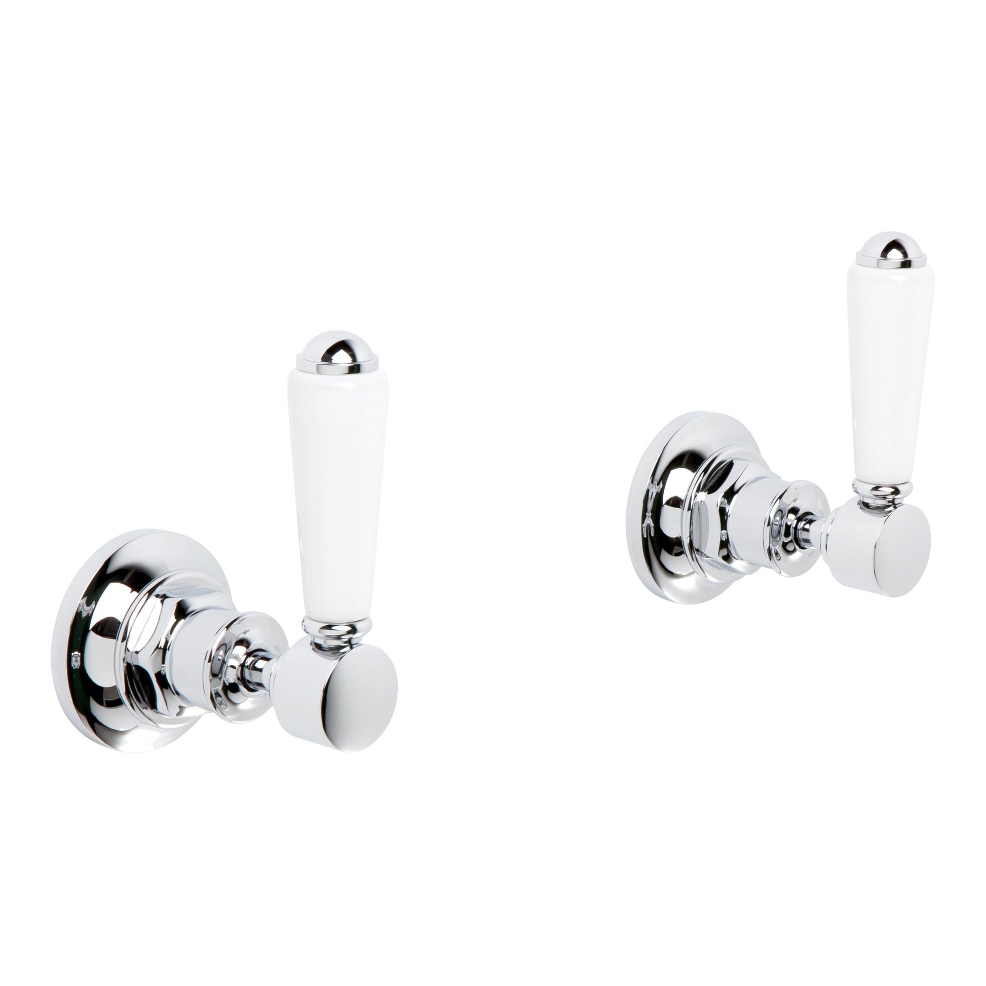 Winslow Wall Taps w White Porcelain Levers, Durobrite Chrome
