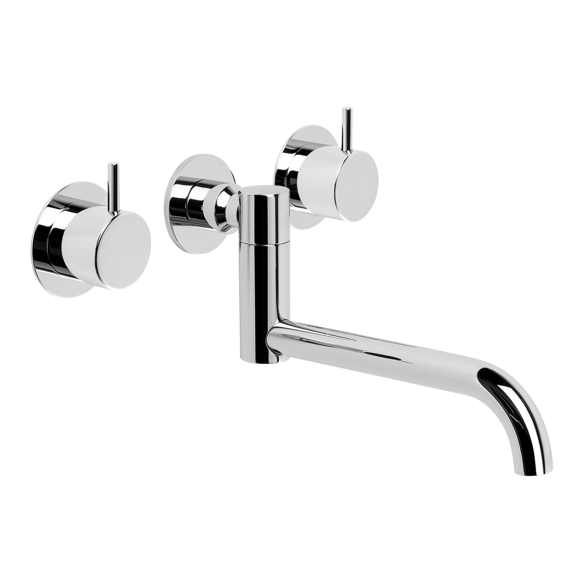 Wall Mixer Set w Double Swivel Spout & Installation Kit, Durobrite Chrome