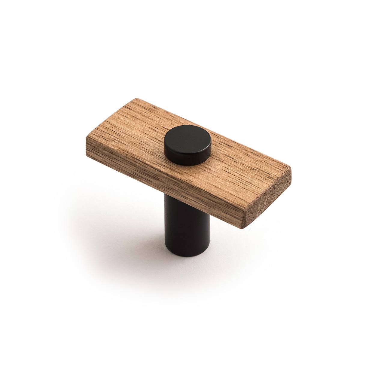 Lenah 50mm T-Bar Handle, Tasmanian Oak & Matt Black Face Caps