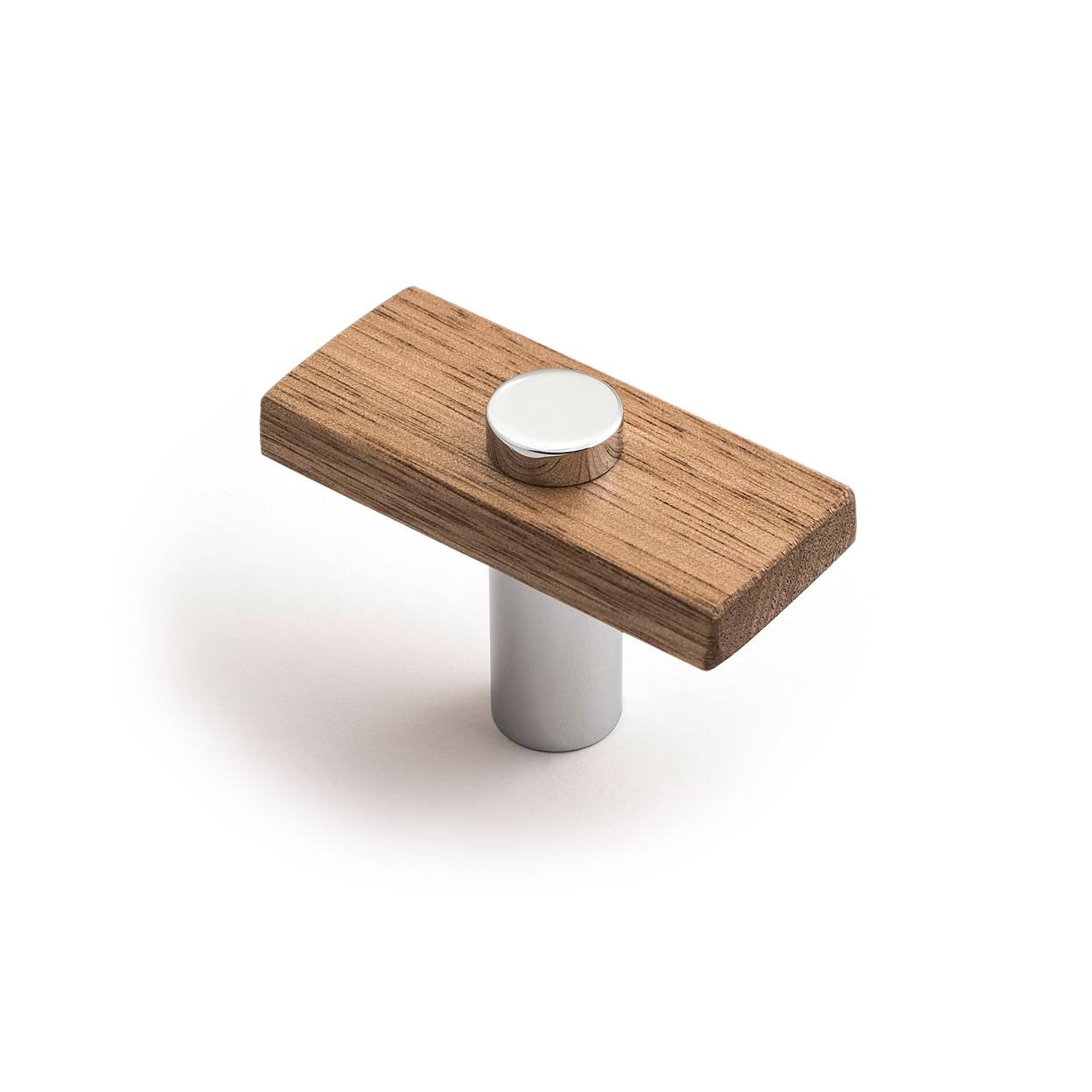 Lenah 50mm T-Bar Handle, Tasmanian Oak & Polished Chrome Face Caps