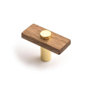 Lenah 50mm T-Bar Handle, Tasmanian Oak & Polished Gold Face Caps