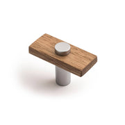 Lenah 50mm T-Bar Handle, Tasmanian Oak & Satin Chrome Face Caps