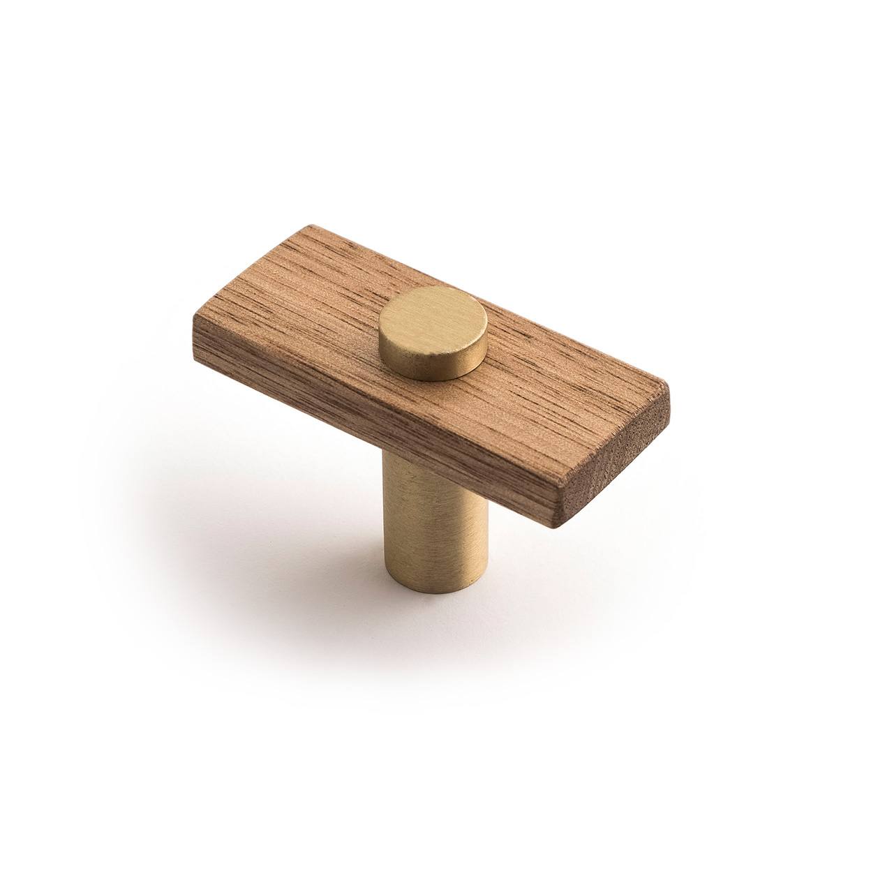 Lenah 50mm T-Bar Handle, Tasmanian Oak & Brushed Gold Face Caps