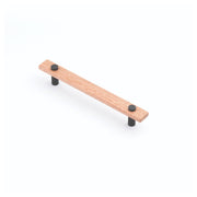 Lenah 160mm Cabinet Handle, Tasmanian Oak & Matt Black Face Caps