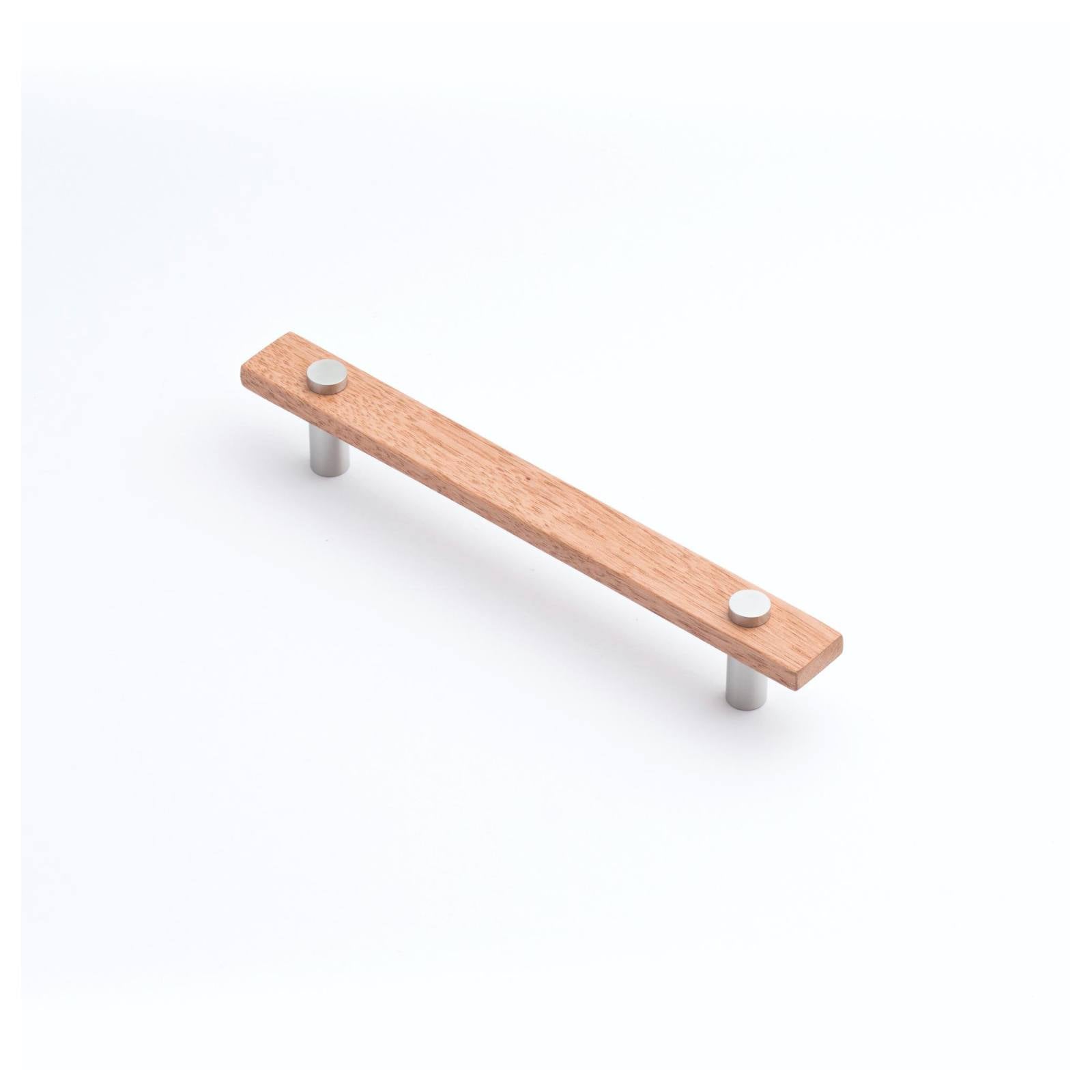 Lenah 160mm Cabinet Handle, Tasmanian Oak & Satin Chrome Face Caps