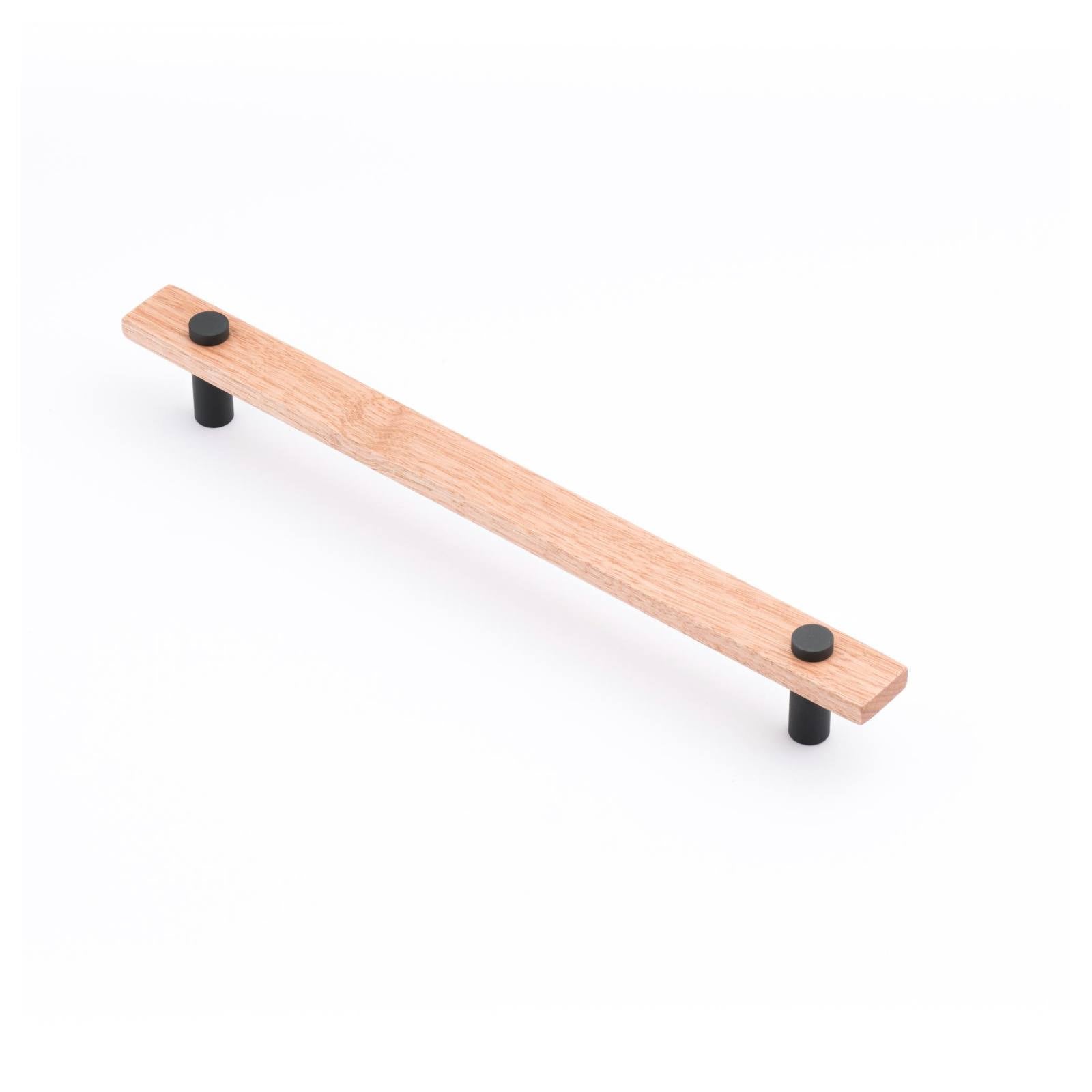 Lenah 224mm Cabinet Handle, Tasmanian Oak & Matt Black Face Caps