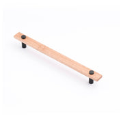 Lenah 224mm Cabinet Handle, Tasmanian Oak & Matt Black Face Caps