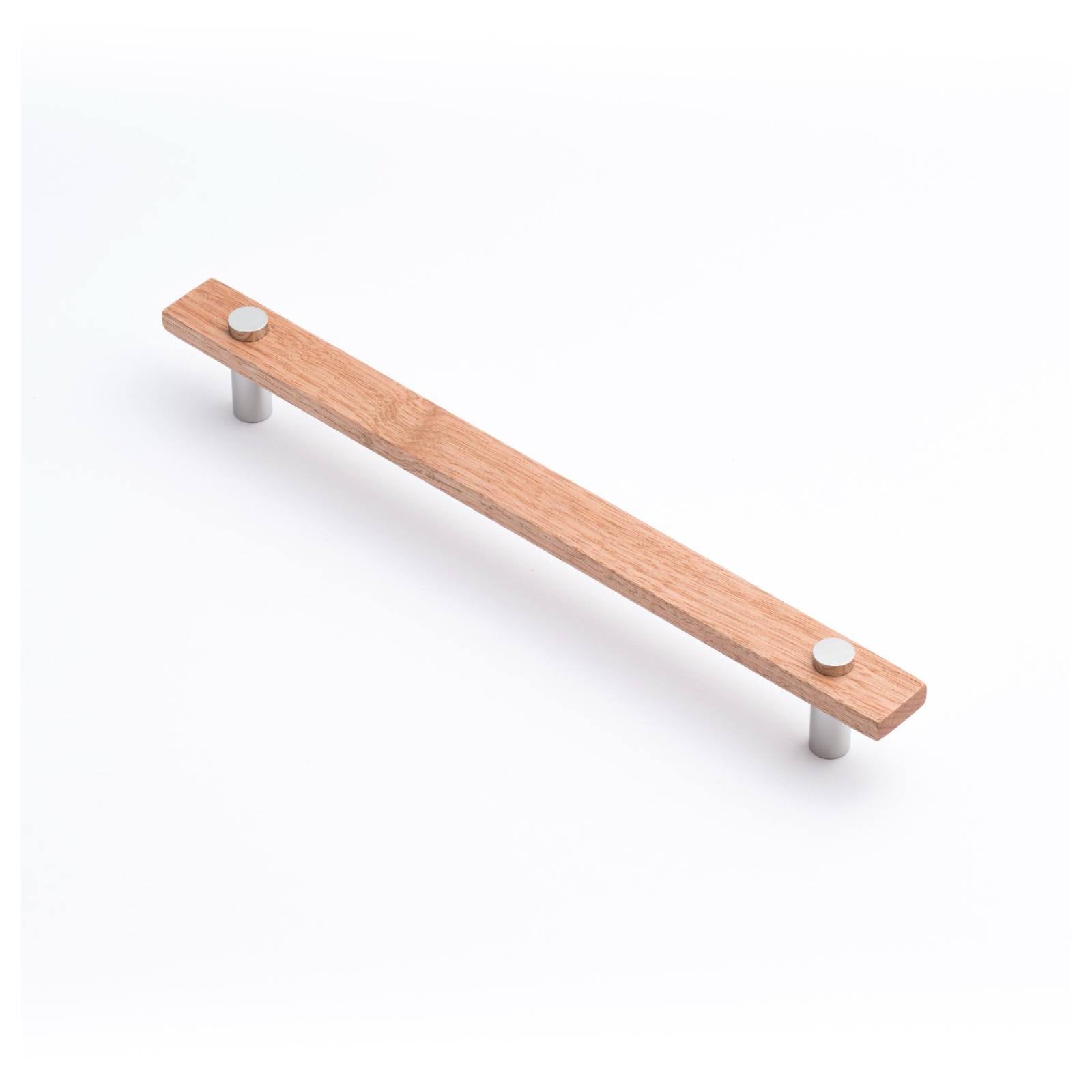 Lenah 224mm Cabinet Handle, Tasmanian Oak & Polished Chrome Face Caps