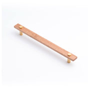 Lenah 224mm Cabinet Handle, Tasmanian Oak & Polished Gold Face Caps