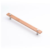 Lenah 224mm Cabinet Handle, Tasmanian Oak & Satin Chrome Face Caps